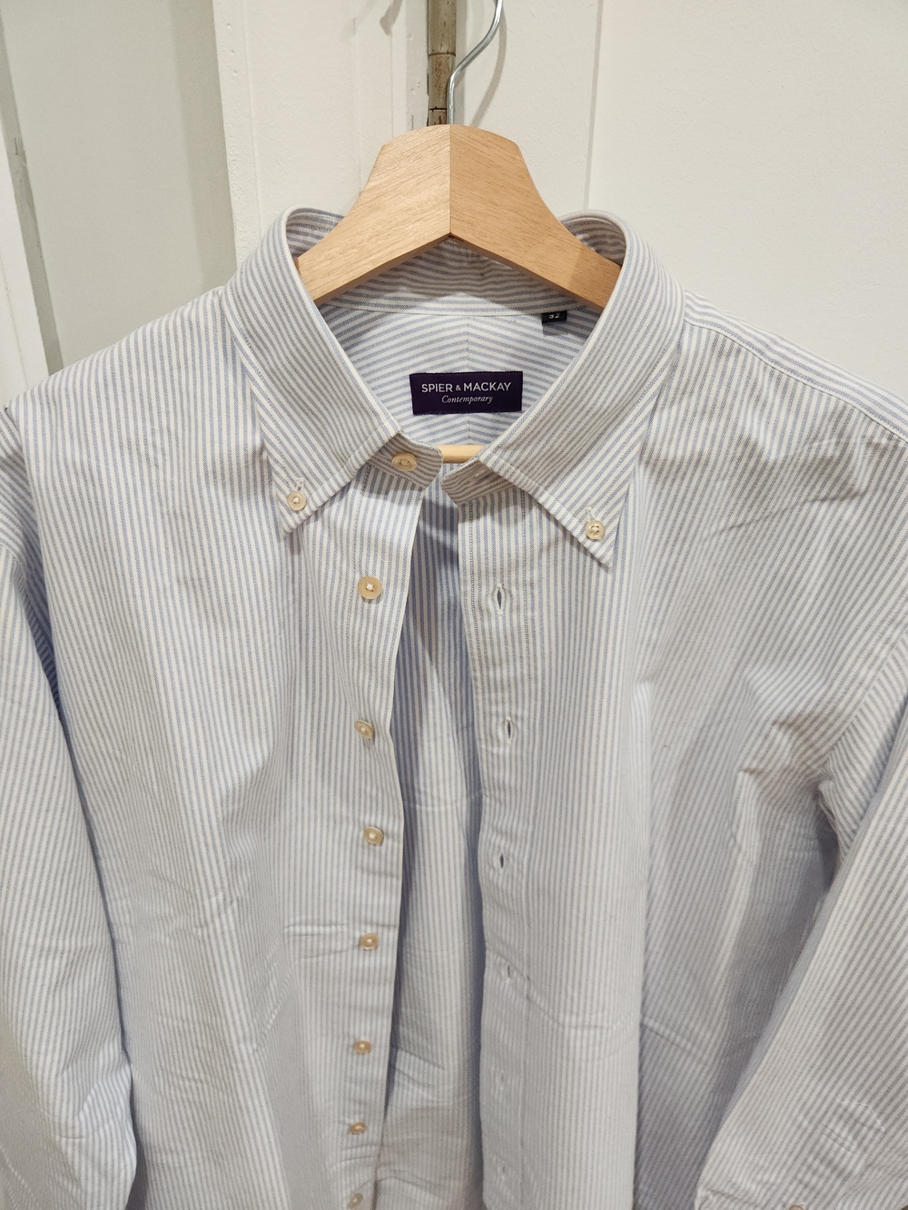 NWOT Spier & Mackay 16.5/32 Contemporary Fit Light Blue Stripe Button-Down Shirt